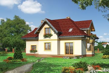  Projekt domu Dymsza Lux - murowana – beton komórkowy (KRD1948) - projekt domu parterowego z poddaszem - Zdjęcie 2