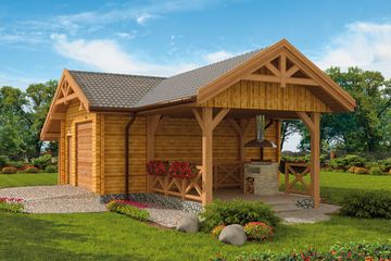  Projekt budynku gospodarczego G53 budynek gospodarczy z bali drewnianych (SLN2024) - projekt budynku parterowego - Zdjęcie 2