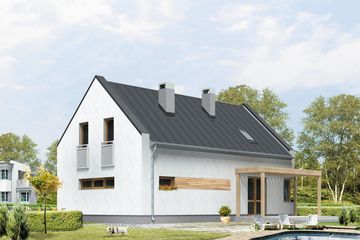 Projekt domu Magnolia - parterowy z poddaszem dom o powierzchni 113,82 m², dach dwuspadowy - ujęcie 2