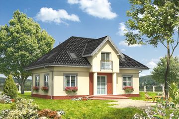 Projekt domu Gozdawa Polo - murowana – beton komórkowy - parterowy z poddaszem dom o powierzchni 114,40 m², dach kopertowy - ujęcie 2
