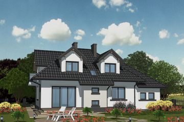Projekt domu APS 038 - parterowy z poddaszem dom o powierzchni 147,80 m², dach czterospadowy - ujęcie 2