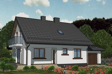 Projekt domu APS 004 + G - parterowy z poddaszem dom o powierzchni 127,10 m², dach dwuspadowy - ujęcie 2