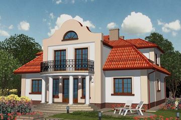 Projekt domu APS 048 - parterowy z poddaszem dom o powierzchni 255,20 m², dach mansardowy - ujęcie 2