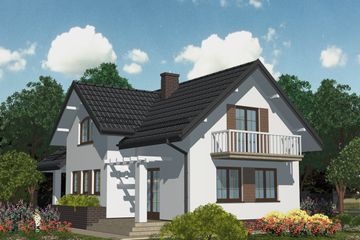 Projekt domu APS 057 - parterowy z poddaszem dom o powierzchni 131 m², dach kopertowy - ujęcie 2