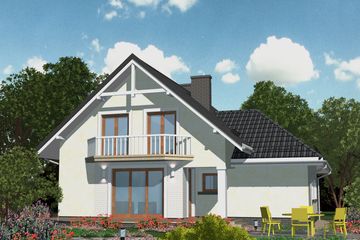 Projekt domu APS 058 - parterowy z poddaszem dom o powierzchni 134,70 m², dach dwuspadowy - ujęcie 2
