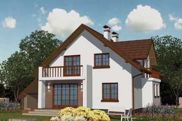 Projekt domu APS 060 - parterowy z poddaszem dom o powierzchni 139,30 m², dach dwuspadowy - ujęcie 2