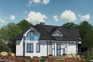 Projekt domu APS 065 - parterowy z poddaszem dom o powierzchni 190,10 m², dach czterospadowy - ujęcie 2