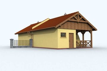 Projekt budynku gospodarczego G86 budynek gospodarczy - parterowy dom o powierzchni 43,48 m², dach dwuspadowy - ujęcie 2