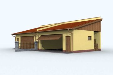 Projekt budynku gospodarczego G88 budynek gospodarczy - parterowy dom o powierzchni 44,42 m², dach jednospadowy - ujęcie 2