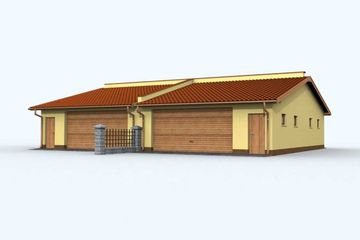 Projekt budynku gospodarczego G91 budynek gospodarczy - parterowy dom o powierzchni 196,28 m², dach dwuspadowy - ujęcie 2