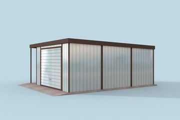  Projekt garażu GB10 projekt garażu blaszanego jednostanowiskowego z wiatą (SLN1721) - projekt garażu parterowego - Zdjęcie 2