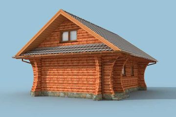  Projekt garażu G4 z bali drewnianych, garaż jednostanowiskowy z poddaszem (SLN1707) - projekt garażu parterowego - Zdjęcie 2