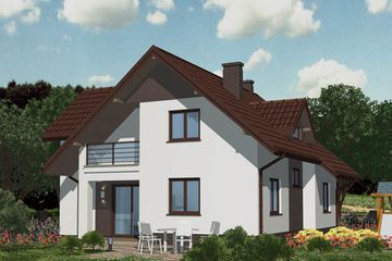 Projekt domu APS 076 - parterowy z poddaszem dom o powierzchni 143,30 m², dach dwuspadowy - ujęcie 2