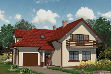 Projekt domu APS 079 - parterowy z poddaszem dom o powierzchni 127,40 m², dach dwuspadowy - ujęcie 2