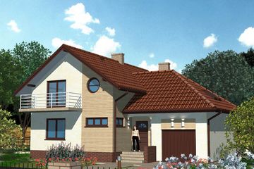 Projekt domu APS 080 - parterowy z poddaszem dom o powierzchni 150,20 m², dach dwuspadowy - ujęcie 2