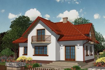 Projekt domu APS 083 - parterowy z poddaszem dom o powierzchni 169,60 m², dach kopertowy - ujęcie 2
