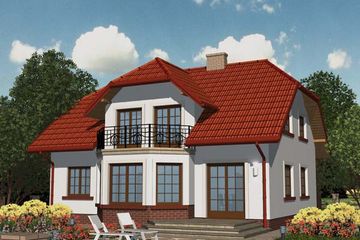 Projekt domu APS 086 - parterowy z poddaszem dom o powierzchni 169,90 m², dach naczółkowy - ujęcie 2