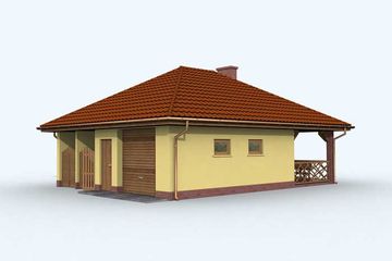 Projekt budynku gospodarczego G122 budynek gospodarczy - parterowy dom o powierzchni 73,85 m², dach kopertowy - ujęcie 2