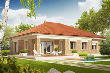 Projekt domu Eris G2 (wersja A) - parterowy dom o powierzchni 114,55 m², dach kopertowy - ujęcie 2