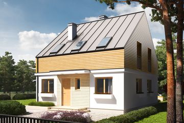 Projekt domu E3 economic (wersja B) - parterowy z poddaszem dom o powierzchni 101,20 m², dach dwuspadowy - ujęcie 2
