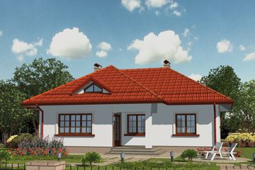 Projekt domu APS 002 - parterowy dom o powierzchni 112,20 m², dach czterospadowy - ujęcie 2