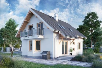Projekt domu Malachit Polo (1037) - parterowy z poddaszem dom o powierzchni 105,40 m², dach dwuspadowy - ujęcie 2