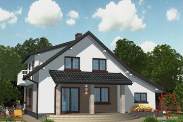 Projekt domu APS 112 - parterowy z poddaszem dom o powierzchni 125,80 m², dach dwuspadowy - ujęcie 2