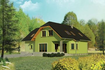 Projekt domu AB-050 - parterowy z poddaszem dom o powierzchni 224,70 m², dach naczółkowy - ujęcie 2