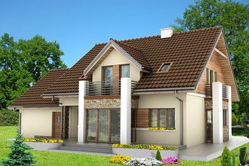  Projekt domu HG-I18D (KRM1075) - projekt domu parterowego z poddaszem - Zdjęcie 2