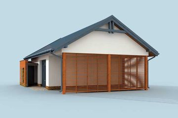  Projekt garażu G277 garaż jednostanowiskowy z pomieszczeniem gospodarczym i wiatą (SLN1355) - projekt garażu parterowego - Zdjęcie 2