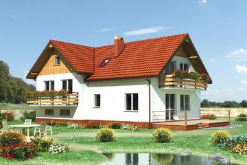  Projekt domu Zgoda - murowana – ceramika (KRD2449) - projekt domu parterowego z poddaszem - Zdjęcie 2