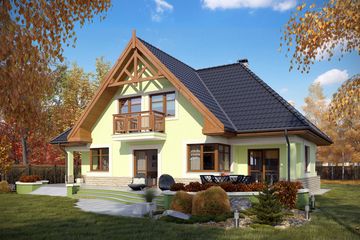  Projekt domu Damian z garażem 1-st. [A] (WRF1057) - projekt domu parterowego z poddaszem - Zdjęcie 2