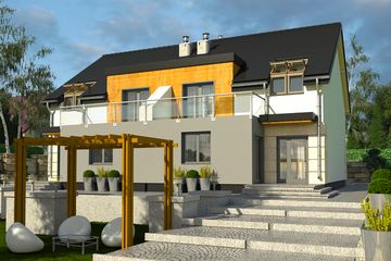  Projekt domu Gwarek z garażem 1-st. bliźniak [A-BL1] (WRF1426) - projekt domu parterowego z poddaszem - Zdjęcie 2