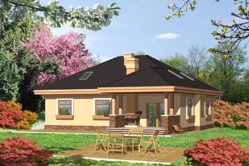  Projekt domu Gawron z garażem 1-st. [A] (WRF1077) - projekt domu parterowego - Zdjęcie 2