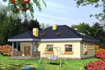  Projekt domu Gawron II z garażem 1-st. [A] (WRF1078) - projekt domu parterowego - Zdjęcie 2