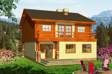Projekt domu Eliza z garażem 1-st. [A] - z pełnym piętrem dom o powierzchni 133,90 m², dach dwuspadowy - ujęcie 2
