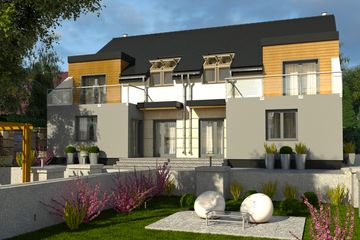  Projekt domu Gwarek z garażem 1-st. bliźniak [A-BL2] (WRF1427) - projekt domu parterowego z poddaszem - Zdjęcie 2