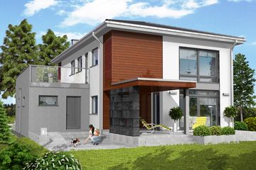  Projekt domu Oskar z garażem 1-st. [A] (WRF1429) - projekt domu z pełnym piętrem - Zdjęcie 2