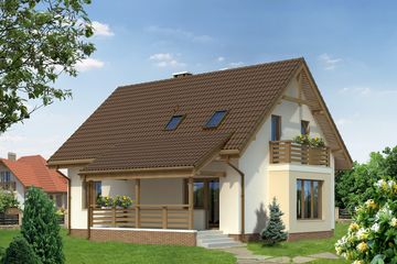 Projekt domu Aloes 3 - parterowy z poddaszem dom o powierzchni 133,70 m², dach dwuspadowy - ujęcie 2
