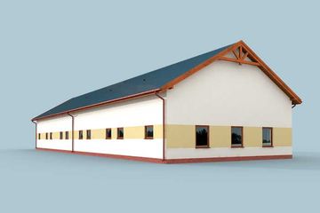 Projekt garażu G307 garaż czterostanowiskowy z pomieszczeniami gospodarczymi - parterowy dom o powierzchni 418,80 m², dach dwuspadowy - ujęcie 2