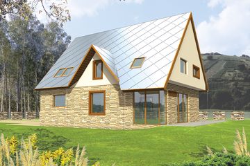  Projekt domu Lotka (z wiatą) (WRC1098) - projekt domu parterowego z poddaszem - Zdjęcie 2