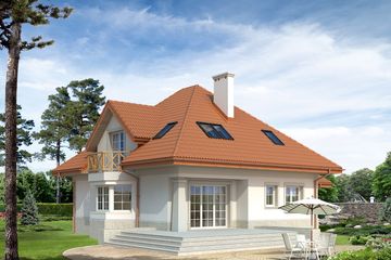 Projekt domu Puszczyk - parterowy z poddaszem dom o powierzchni 164 m², dach kopertowy - ujęcie 2