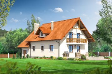  Projekt domu Biskupice 3 (KRP1283) - projekt domu parterowego z poddaszem - Zdjęcie 2