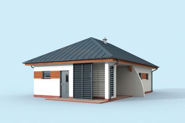  Projekt garażu G320 garaż dwustanowiskowy z pomieszczeniem gospodarczym i altaną (SLN1608) - projekt garażu parterowego - Zdjęcie 2