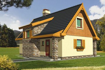  Projekt domu Harnaś wersja A bez garażu (WRD1128) - projekt domu parterowego z poddaszem - Zdjęcie 2