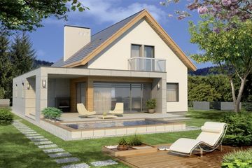  Projekt domu Alamo wersja A z wiatą paliwo stałe (WRD1961) - projekt domu parterowego z poddaszem - Zdjęcie 2