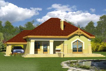  Projekt domu Kamila z wiatą [A] (WRF1094) - projekt domu parterowego z poddaszem - Zdjęcie 2