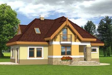  Projekt domu Kasztan z garażem 1-st. [A] (WRF1096) - projekt domu parterowego z poddaszem - Zdjęcie 2