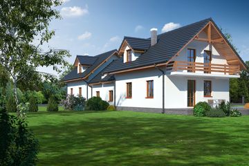  Projekt domu Brzoza mała 5 bliźniak (KRP1377) - projekt domu parterowego z poddaszem - Zdjęcie 2