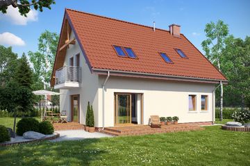 Projekt domu TK15 - parterowy z poddaszem dom o powierzchni 122,28 m², dach dwuspadowy - ujęcie 2